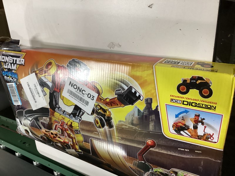 Condition photo showing Good Condition for Monster Jam Smash & Bash SmashBot Playset with Launcher, Exclusive 1:64 Scale Monster Truck, 15-Inch Repairable Robot, Kids Toys for Boy and Girls Ages 3 and up
