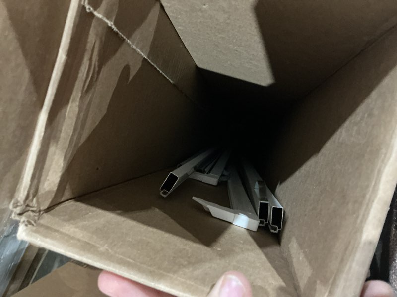 Condition photo showing As Is for m-d building products 14103 5/16 in. x 48 in. x 48 in. white aluminum screen frame kit