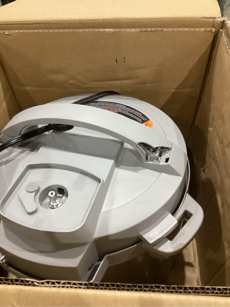 Condition photo showing As Is for instant pot, 8-quart whisper quiet 9-in-1 electric pressure cooker, slow rice cooker, steamer, sauté, yogurt maker, warmer & sterilizer, app with over 800 recipes, stainless steel, duo plus 8 quarts
