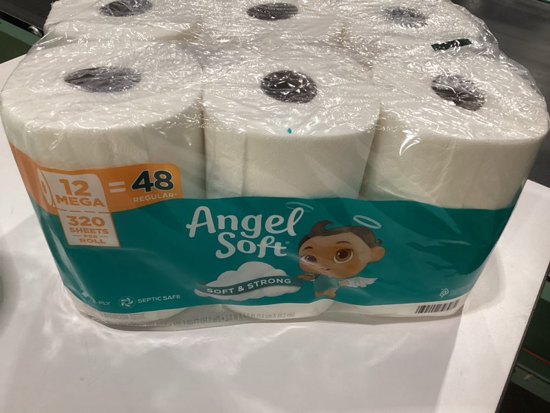 Condition photo showing New/Like New for Angel Soft Toilet Paper, 12 Mega Rolls = 48 Regular Rolls, Soft and Strong Toilet Tissue Mega 320 Sheet (Pack of 12)