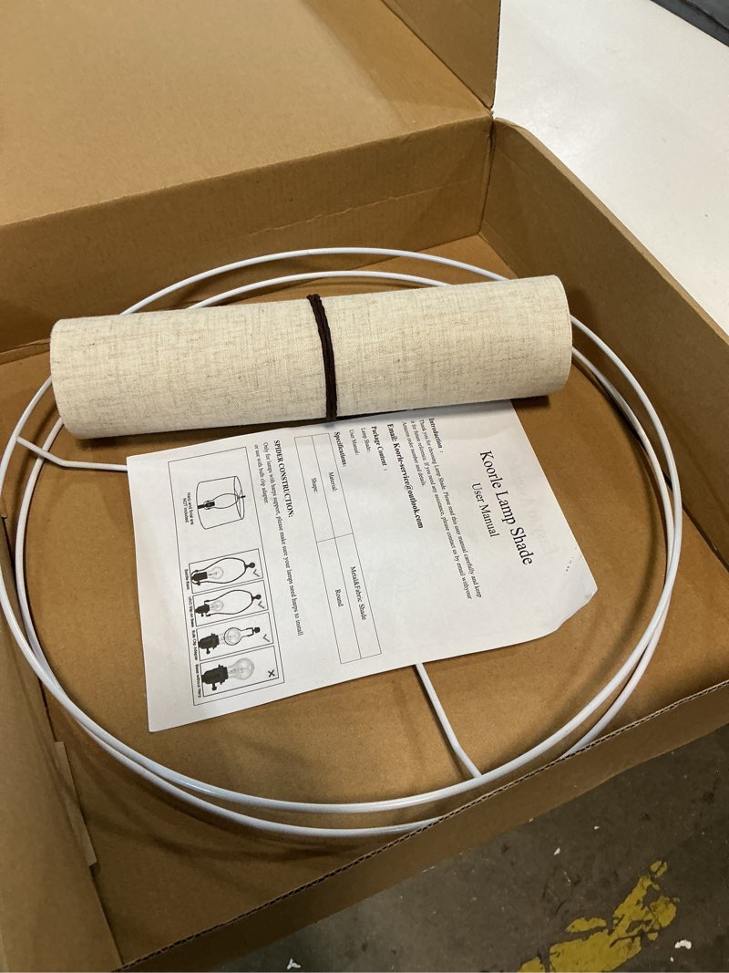 Condition photo showing Good Condition for lamp shade for table lamps, drum lampshade for floor lamps, 13" top x 13" bottom x 10" high large lamp shade, beige modern fabric lampshade, easy assembly replacement lamp shade spider fitter