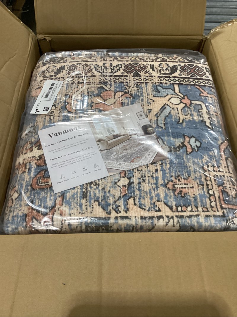 Condition photo showing New/Like New for 8x10 Area Rugs for Living Room, Bedroom - Machine Washable, Non-Slip Bedside Rug, Large Soft Floor Carpet for Office, Dining Room, Farmhouse and Home Decor, Rustic Vibes/Rust 8' x 10' Rustic Vibes / Rust