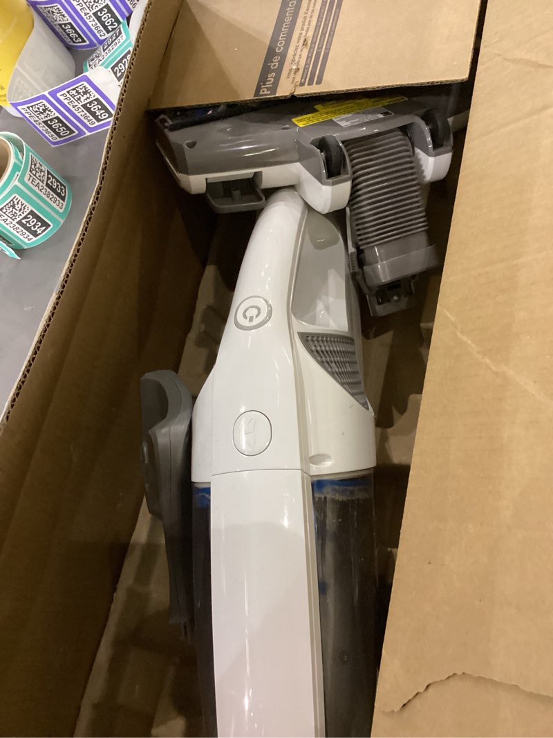 Condition photo showing As Is for Kenmore DS1030 Cordless Stick Vacuum Lightweight Cleaner 2-Speed Power Suction LED Headlight 2-in-1 Handheld for Hardwood Floor, Carpet & Pet Hair, White