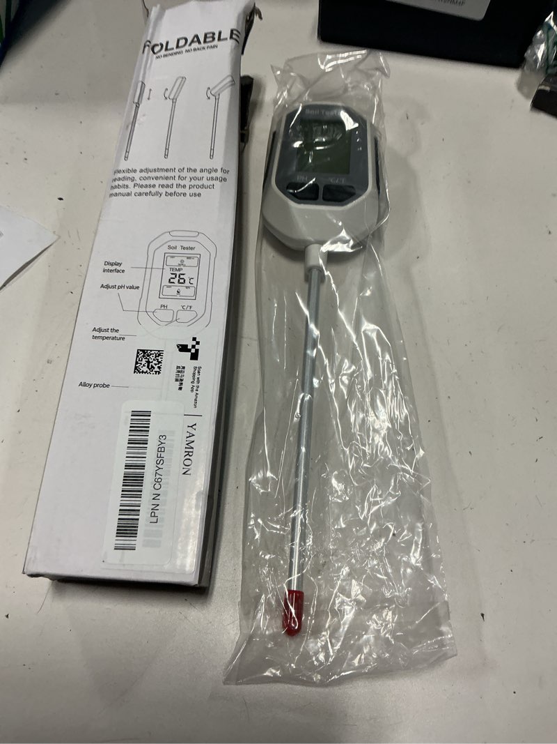 Condition photo showing New/Like New for 4-in-1 soil moisture meter, digital plant temperature/soil moisture test & ph meter/sunlight intensity, backlight lcd display for gardening, farming and outdoor plants