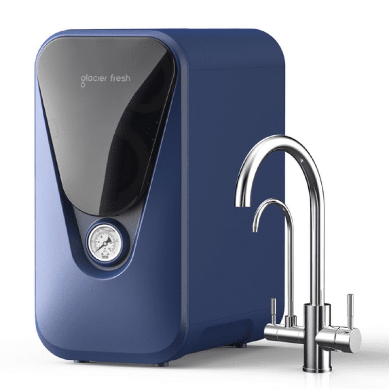 glacier fresh gfu03 reverse osmosis system – 800 gpd, non-electric, 3:1 pure-to-drain, no noise/no drilling, 5-stage tankless under-sink ro water filter system, reduces pfas/pfos, elite version