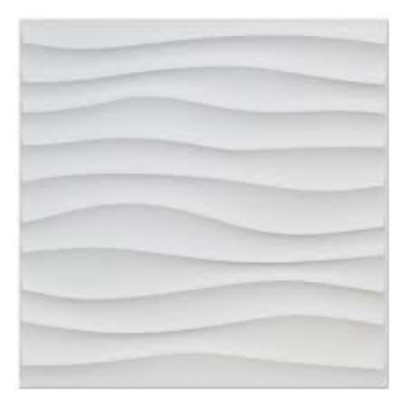 Yacoubou 19.7" x 19.7" PVC Wall Paneling,3D Wall Panels in Wave Design,32sq.ft.(Set of 12) Color: Black