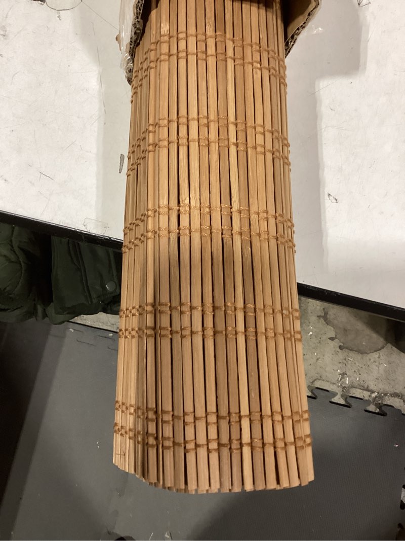 Condition photo showing Good Condition for LazBlinds No Tools No Drill Cordless Bamboo Roman Shades, Light Filtering Window Treatment, Roll Up Bamboo Blinds for Windows 27'' W x 48'' H, Ceylon Light Russet Light Filtering-ceylon Light Russet 27" W x 48" H