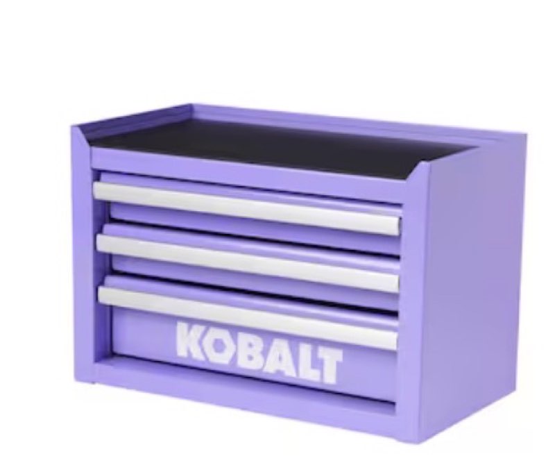 kobalt portable mini toolbox 11.1-in w x 7.36-in h x 6.14-in d 3 -drawer lavender steel tool box