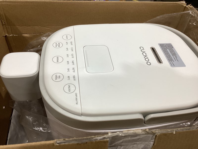 Condition photo showing As Is for cuckoo cwp-a501tw | hot water dispenser & warmer | auto dispense & boil dry protection | insulated stainless steel | 5 liter