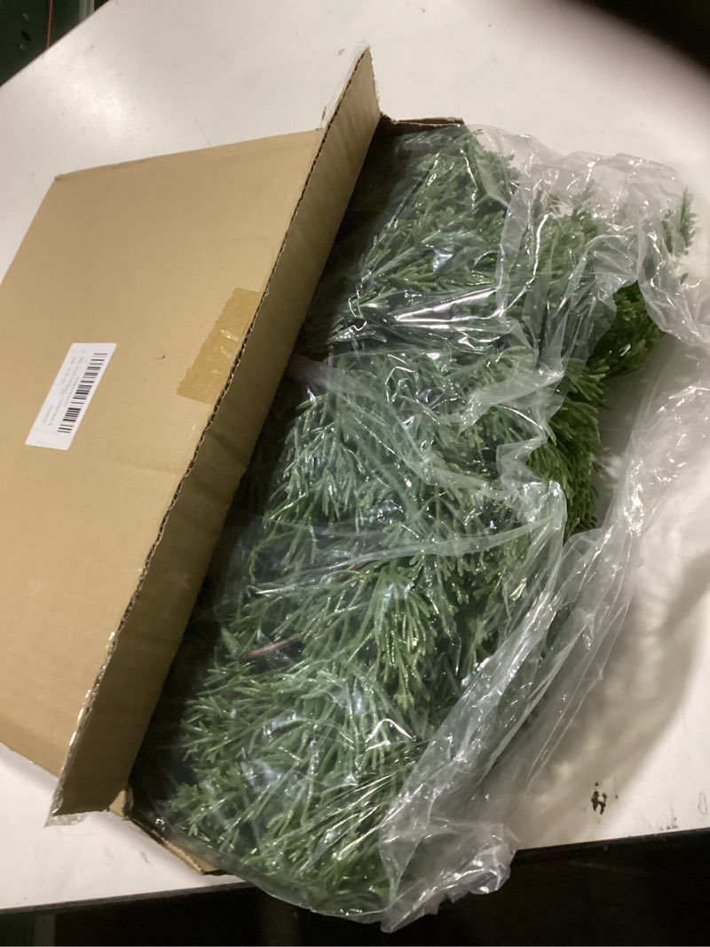 Condition photo showing Good Condition for 6FT Faux Cedar Garland, Real Touch Christmas Cypress Garland, Realistic Pine Cypress Bendable Branches for Mantel Decor Fireplace Staircase Table Centerpiece Indoor Outdoor Holiday Winter Decor B-Thick & Lush 6FT