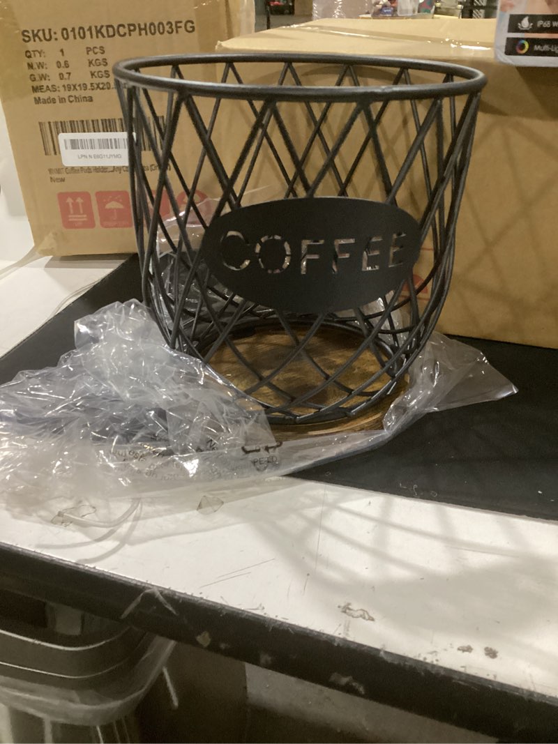 Condition photo showing Good Condition for yinmit k cup holder organizer, sturdy coffee pod holder organizer, 35 kcup large capacity storage basket for kitchen counter and office desktop (circular grid) retro-circular