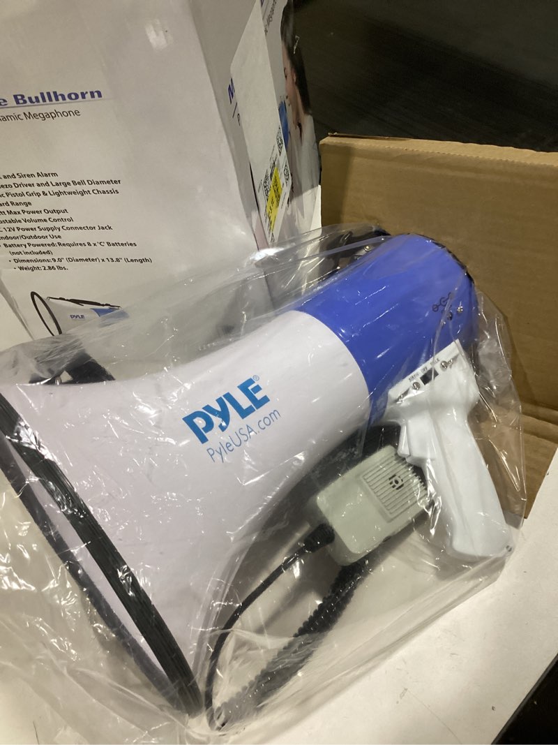 Condition photo showing Good Condition for PYLE Portable Megaphone Speaker PA Bullhorn - Built-in Siren, 50W Adjustable Volume Control in 1200 Yard Range, Ideal for Any Outdoor Sports, Cheerleading Fans & Coaches, or for Safety Drills