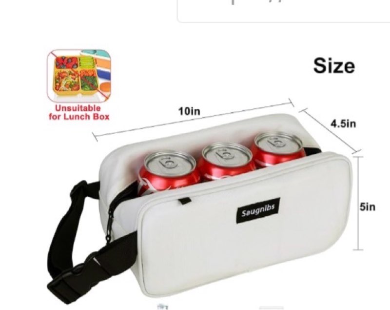 Small Cooler Bag,Mini Cooler Bag with Ice Packs,Insulated Lunch Bag with Handle Buckle,Freezable Lunch Bag for Travel/Work/School/Outdoors, 10“ x 4.5”x 5”,Gray