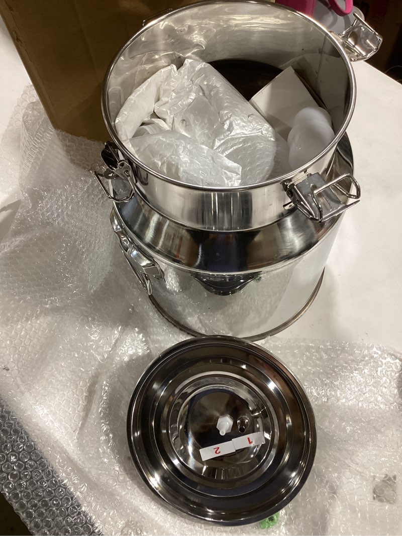 Condition photo showing Good Condition for upgrade 2-in-1 goats and cows milking machine, 3.7gal/14l food-grade stainless steel bucket with 5200mah built-in rechargeable battery, 4 teat cups, cordless pulsation vaccum electric milking machine 14l two-in-one milking machine