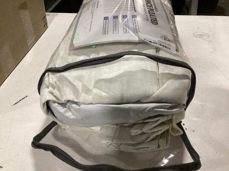 Condition photo showing Good Condition for Pinch Pleated Blackout Curtains 108 Inch Long, Linen Blend, 100% Blackout Drapes with 20 Hooks, Ideal for Bedroom and Living Room, 40" W x 108" L (Pack of 2), Natural Natural 40"W x 108"L (Pack of 2)