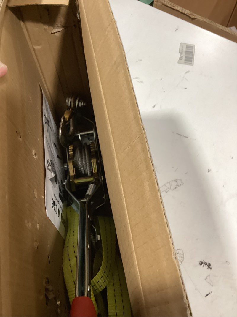 Condition photo showing Good Condition for come along winch heavy duty, 10ft 2t come along pulling tool 2 gears 2 hooks, cable winch puller, come along power puller ratchet tool for construction automotive farm fences (with straps) 4400lbs-10ft(w/strap)