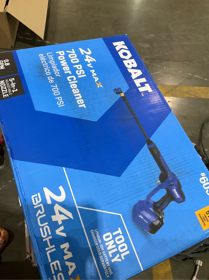 kobalt 700-psi 0.8-gpm cold water battery outdoor power cleaner