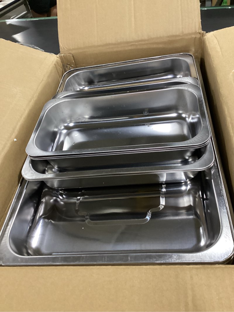 Condition photo showing Good Condition for electric chafing dish buffet server set, stainless steel full size & half-size &three-section food pan with temp control, roll top stainless steel food warmers for catering buffet