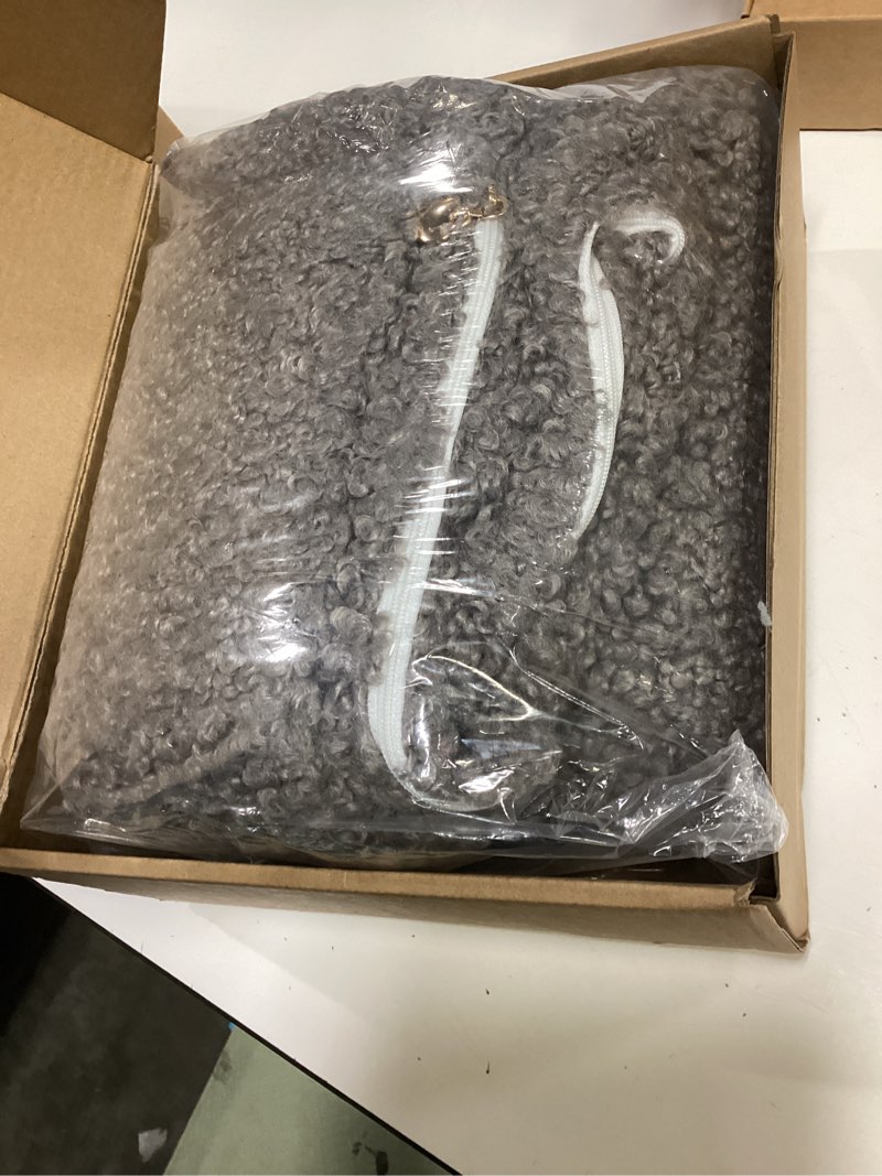 Condition photo showing New/Like New for futei dark grey throw pillow covers 24x24 inch set of 2,furry faux fur teddy boucle textured cushion covers,soft fluffy european pillow shams,home decor for couch bed living room office car dark grey 24" x 24" (pack of 2)