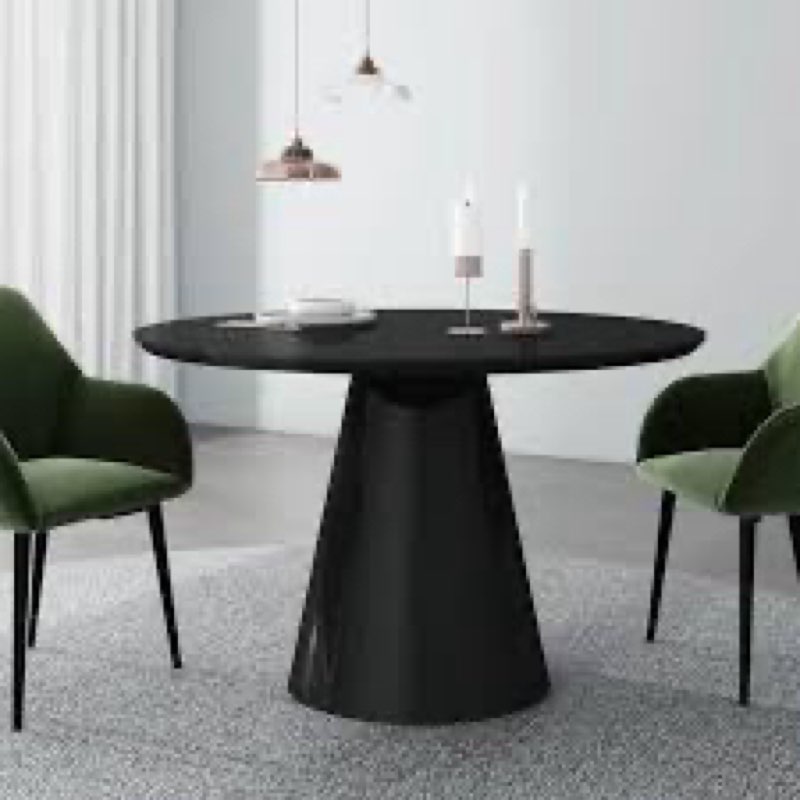 ((Incomplete only table ))Chowchilla Black High Gloss Round Dining Table Top