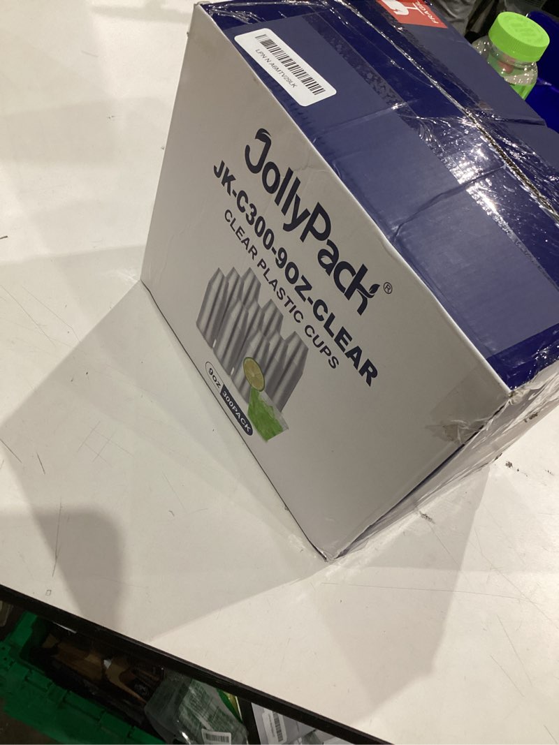 Condition photo showing Good Condition for JollyPack 300 Pack Clear Plastic Cups 9 OZ Disposable Heavy-duty Drinking Cups for Christmas, Wedding, Home and Events 9 Ounces