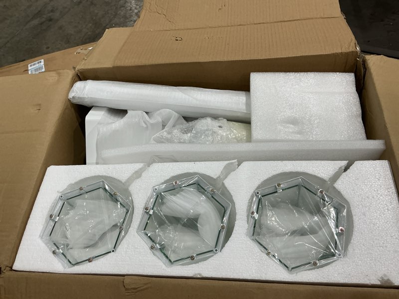 Condition photo showing Good Condition for lamp post outdoor lighting, 3-head white hard wired pole light for outside, e26 base maximum 100w (bulb not included), waterproof street light fixture for yard, garden, driveway (classic)