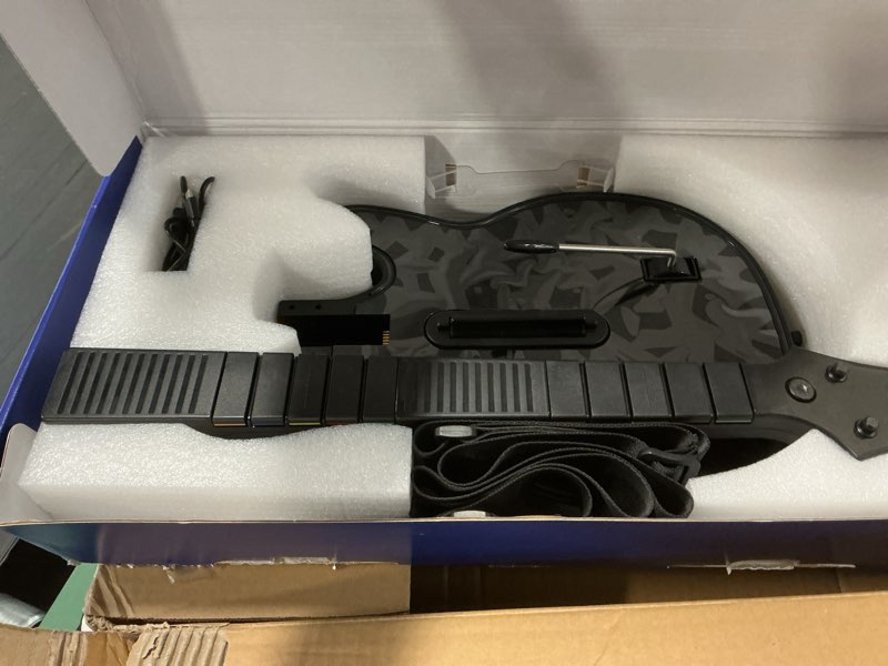 Condition photo showing As Is for JJDWIN Wireless Guitar Hero Controller for PS4/PS3/PC, Rock Band & Clone Hero Games with RGB Light, Fortnite Festival with Strap & Wireless Dongle,Black