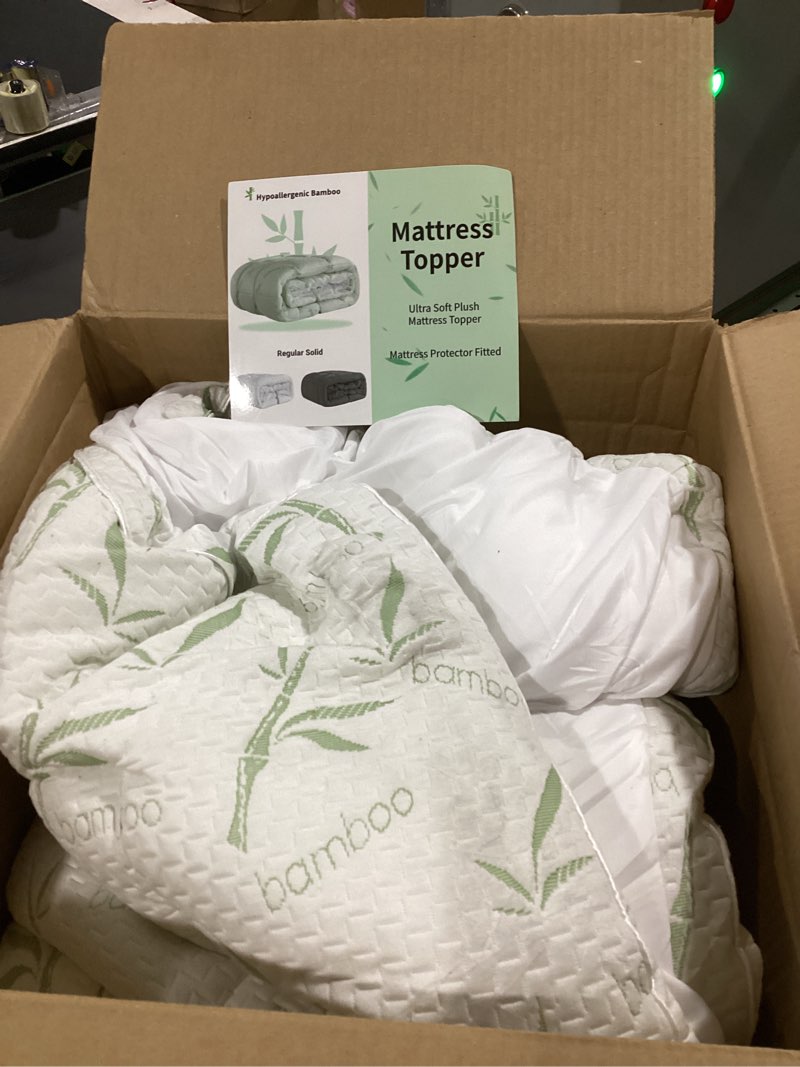 Condition photo showing Good Condition for LIANLAM Mattress Topper Viscose Made from Bamboo Pillow Top Mattress Topper,1200 GSM Cooling Mattress Pad,2In Extra Thick Pillow Top for Back Pain with 6"-18" Deep Pocket(Queen,60"x80") Green Queen