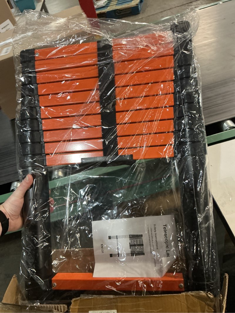 Condition photo showing Good Condition for Telescoping Ladder Extension Telescopic Collapsible - 10.5 FT Rv Telescope Foldable Extendable Tall Compact Aluminum Ladders - for House Roof Travel Trailers Adjustable Retractable - 330lbs Capacity Orange 10.5 FT