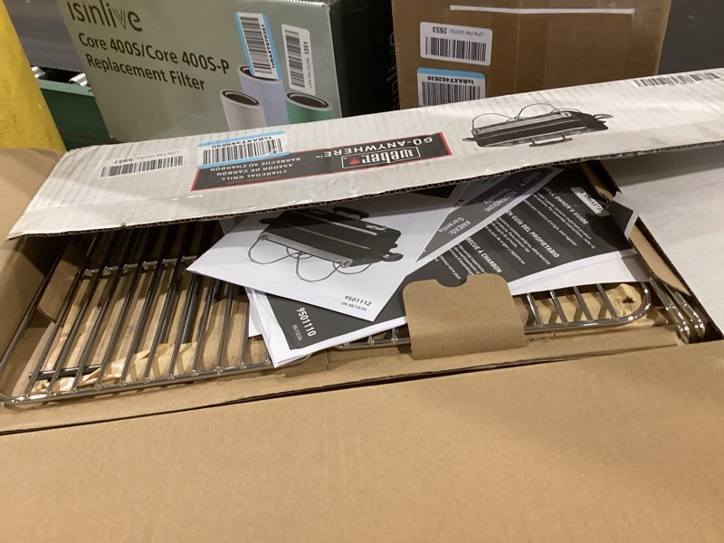 Condition photo showing New/Like New for weber go?anywhere charcoal grill – compact portable bbq grill for camping, tailgating & outdoor cooking with 2?piece cooking grate & precise airflow dampers charcoal split grate 11.5"x19.5"x15"