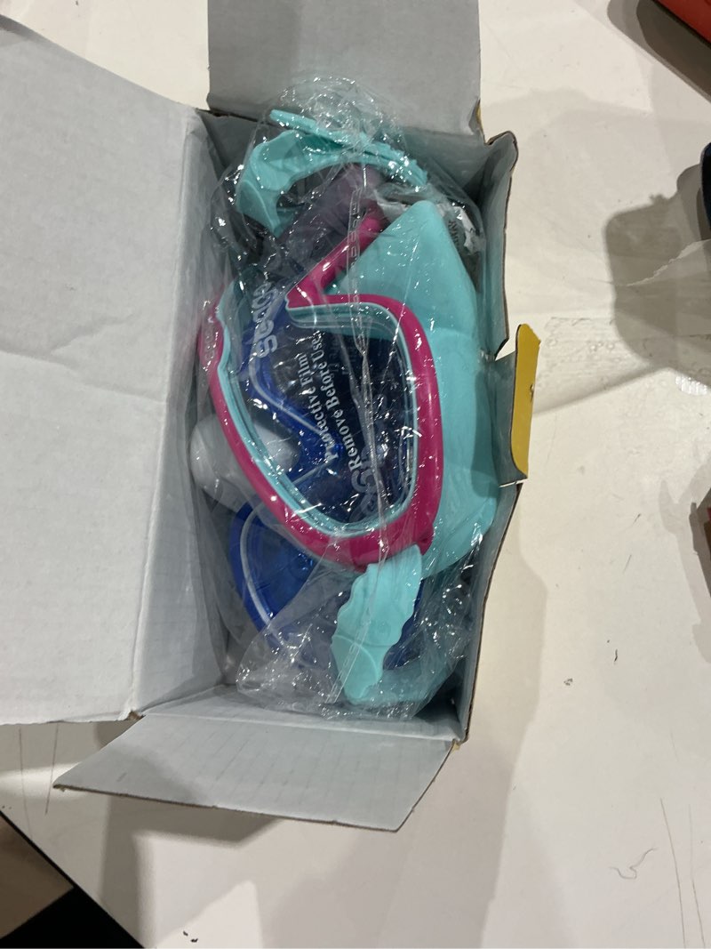 Condition photo showing Good Condition for seago kids swim goggles 2 pack for 3-12, anti-fog clear view,toddler goggles with nose cover swimming goggles pink green & blue white
