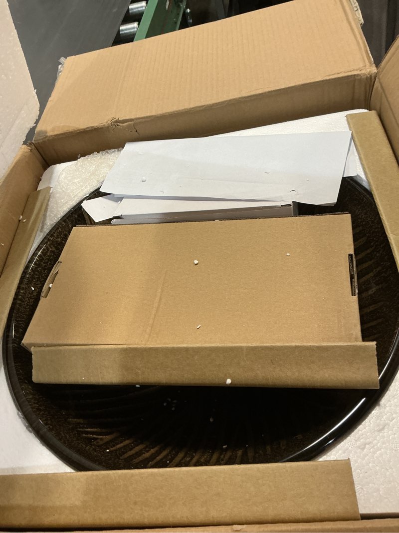 Condition photo showing Good Condition for Vessel Sink 16.5" Bathroom Sinks Tempered Glass Brown Art Basin Round Bowl with Faucet Combo, Tree Streak Pattern(20210)