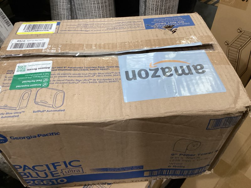 Condition photo showing Good Condition for georgia-pacific, pacific blue ultra, 9" paper towel rolls (26610), white, 6 rolls per case, 400' per roll paper towel refill