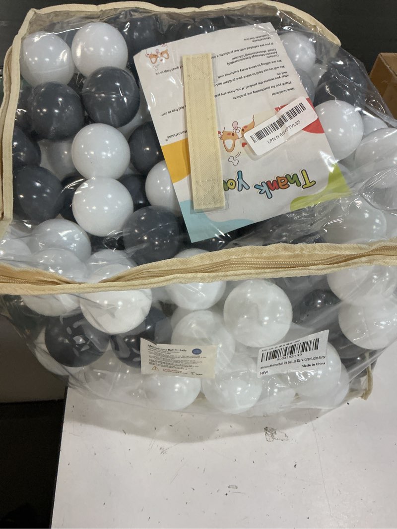 Condition photo showing Good Condition for moonxhome ball pit balls for toddlers, bpa free crush proof plastic toy balls for ball pit, children's pool water toys, macaron ocean balls for play tent 2.15 inch pack of 100 200 500 800 1000 mcr-white&dark-grey&light-grey 200