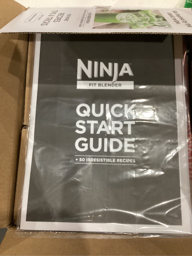 Condition photo showing Good Condition for ninja fit compact personal blender, portable blender for-smoothies, shakes, food prep, and frozen blending, 700-watt base, (2) 16-oz. cups and spout lids, black qb3001ss push to blend 700 watts