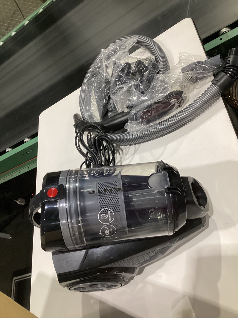 Condition photo showing Good Condition for OVENTE Bagless Canister Vacuum Cleaner with 3L Dust Cup, Powerful Suction, Telescoping Wand, Retractable Cord and Accessories, 1400W Lightweight Cleaning Machine for Carpet & Hard Floor, Black ST2620B