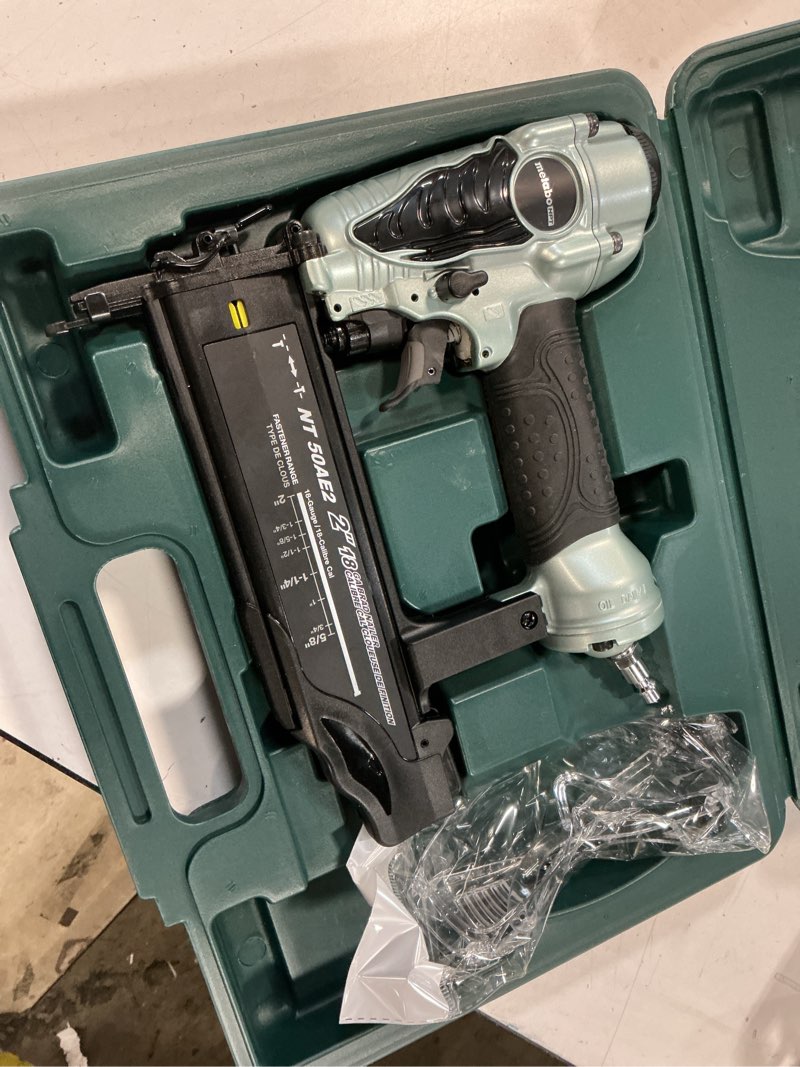 Condition photo showing Good Condition for Metabo HPT Brad Nailer, Pro-Preferred Lightweight Pneumatic Power Nailer for Precision Trim Work and Furniture Building, Adjustable Depth, 18 Gauge, 5/8" up to 2" Brad Nails, NT50AE2 Loveseat 18 GA Brad Nailer, Pneumatic