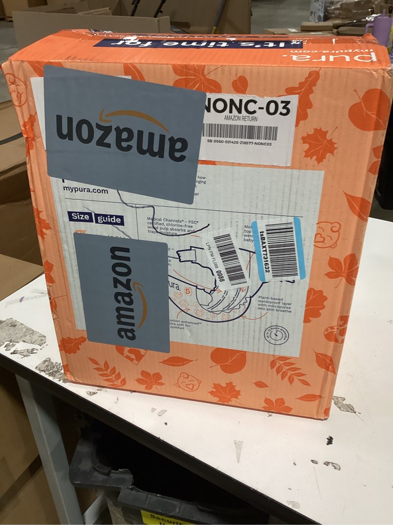 Condition photo showing New/Like New for pura size 5 eco-friendly diapers (24-35 lbs) totally chlorine free (tcf), hypoallergenic, soft organic cotton, sustainable, up to 12 hours leak protection, allergy uk, 6 packs of 20 (120 diapers) size 5 120