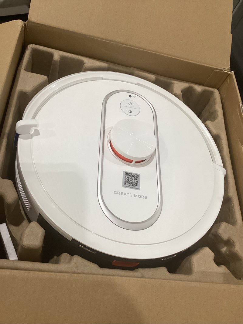Condition photo showing New/Like New for Robot Vacuum and Mop, Robotic Vacuum with Mapping, Self-Emptying Station for 90 Days Hands-Free Cleaning, LiDAR Navigation, No-Go Zones, Wi-Fi/App/Alexa Voice Control, for Carpets and Hard Floors Pure White