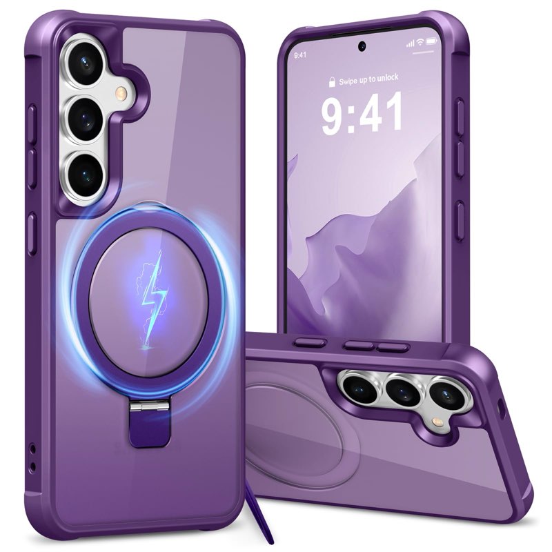 Hocase for Samsung Galaxy S25 Case, with Ring Stand [Magnetic Wireless Charging Supported] [Military