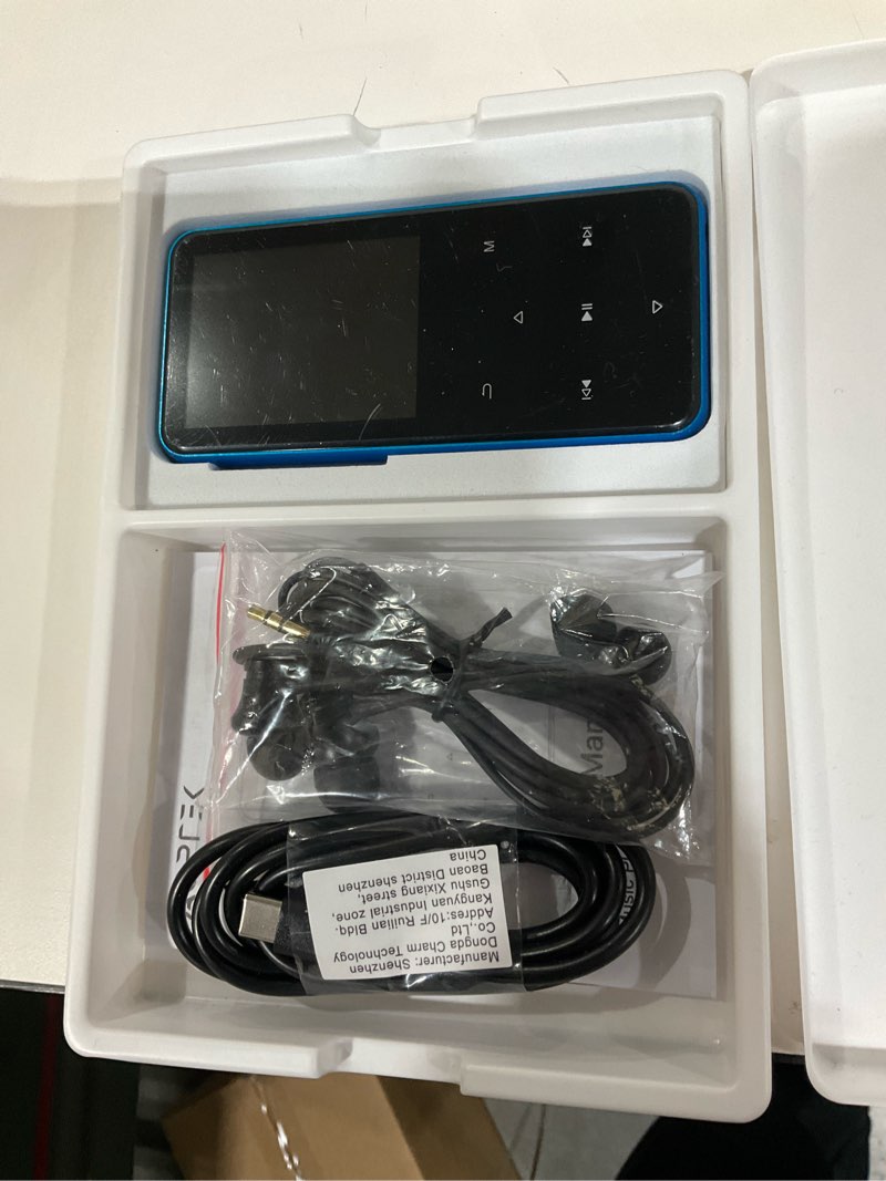 Condition photo showing As Is for AGPTEK 64GB MP3 Player with Bluetooth, M3 2.4 inch Music Player with Speaker and FM Radio, Touch Buttons, Supports Up to 128GB(Blue)