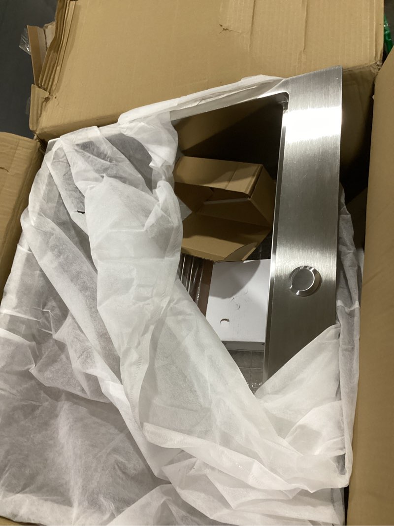 Condition photo showing Good Condition for kitchen sink workstation, 25x22 inch stainless steel drop in kitchen sink modern single bowl kitchen sink accessory combo-ss grid,drying rack,cutting board,soap dispenser, drain strainer set 25x22 stainless