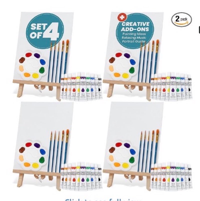 CraftyCrocodile Set of 4 Painting Kits for Adults and Couples - Sip and Paint Kit for Date Night and