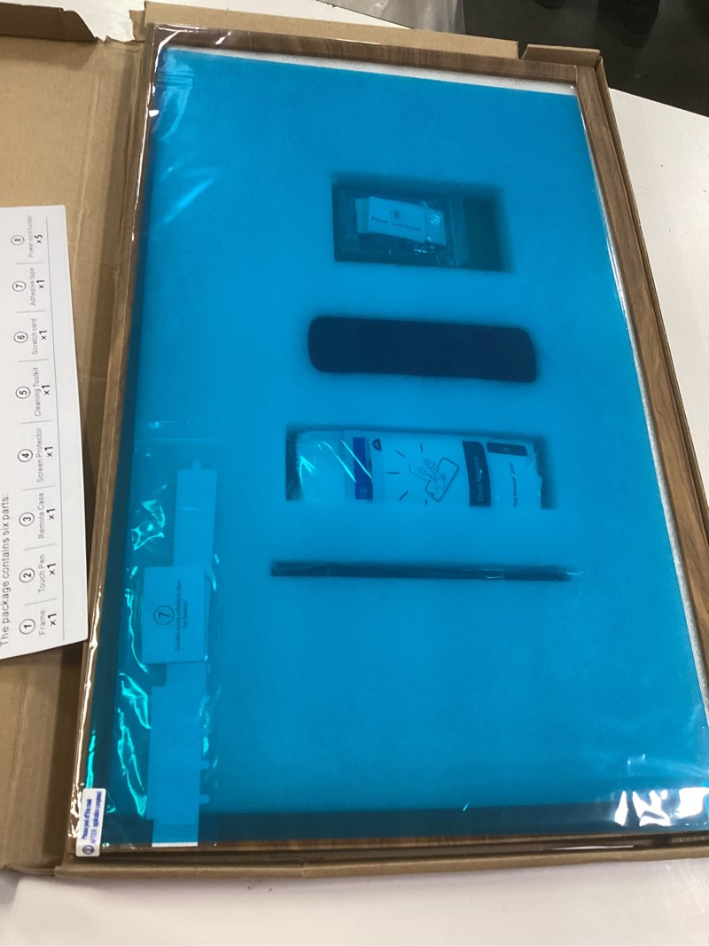 Condition photo showing New/Like New for Wooden Frame with Magnet for Echo Show 21, Screen Protector, Magnet Stylus Pen,Magnet Remote Control(Light Brown)