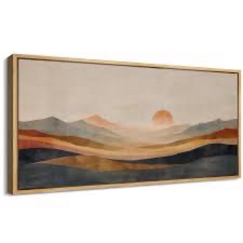 sun mountain landscape serene mountain landscape  with warm framed on canvas print