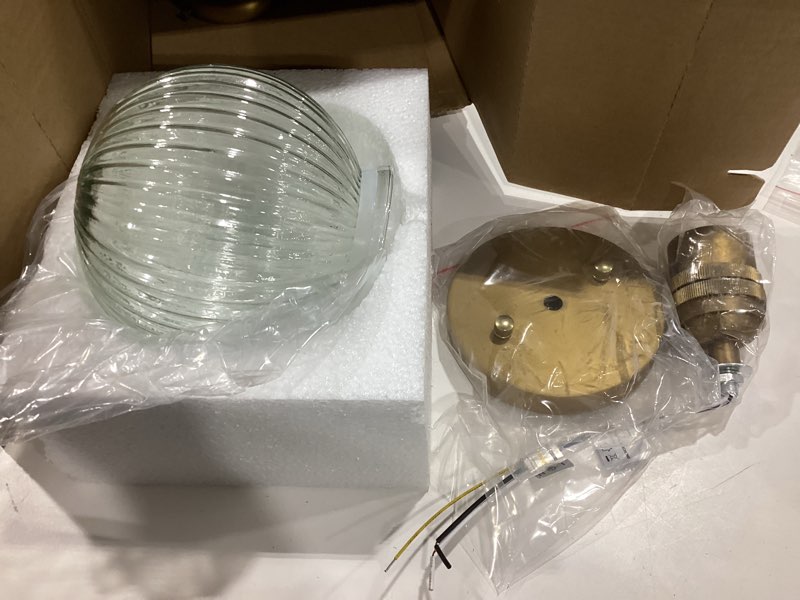 Condition photo showing Good Condition for yosoan 1-light indoor flush mount hallway ceiling light, single modern hardwired vintage industrial retro textured striped round shade farmhouse lamp for corridor kitchen bathroom bedroom(antique)