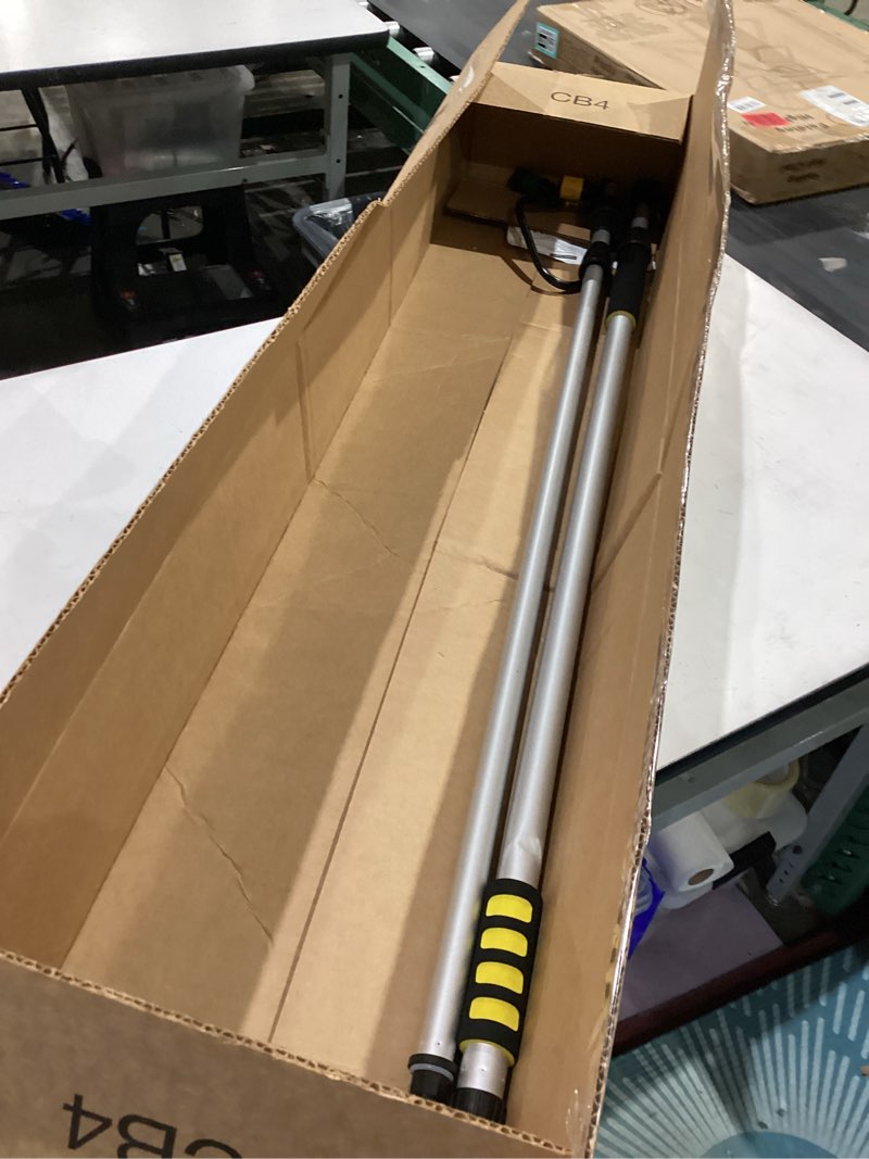 Condition photo showing As Is for 24ft reach gutter cleaning tools from ground, rain gutter cleaner tool, telescopic gutter cleaning tool with bendable wand and hose attachment 16ft