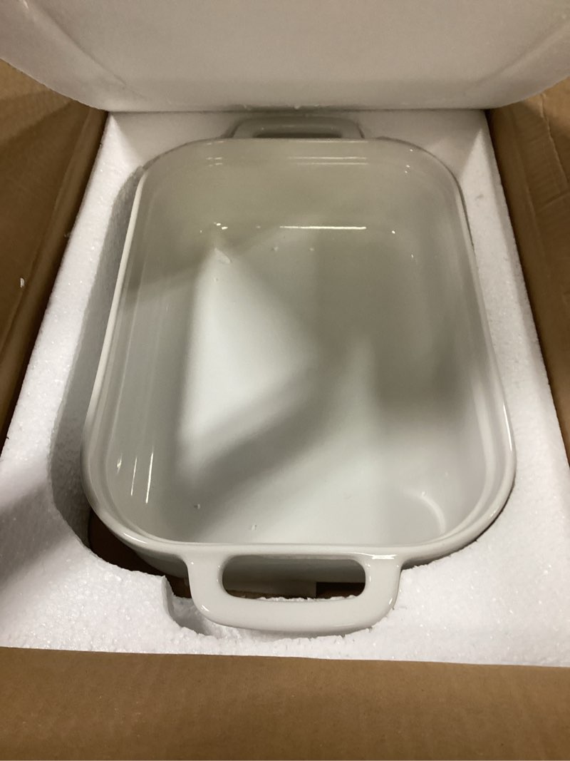 Condition photo showing As Is for Stoneware Casserole With Lid - Rectangular Pan with Lid - Covered Stoneware Cookware Pans Stone Set - Freezer & Oven Safe Stone Bakeware for Baking, Lasagna, and Other Baked Dish, and Food Deep