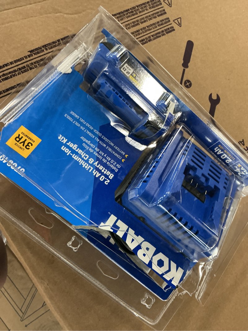 Condition photo showing As Is for kobalt 24 -volt 1 -pack lithium-ion ( 2 ah battery and charger )