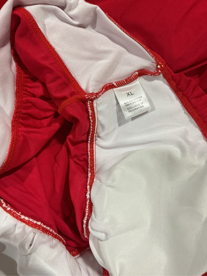 Condition photo showing As Is for rosewe womens tankini bathing suits, two-piece smocked swim dress, print swimsuits with board shorts red x-large